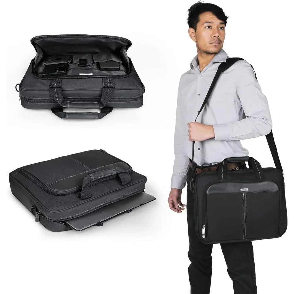 Targus Men's Black Polyester Foam Padded Classic Slim Messenger Bag
